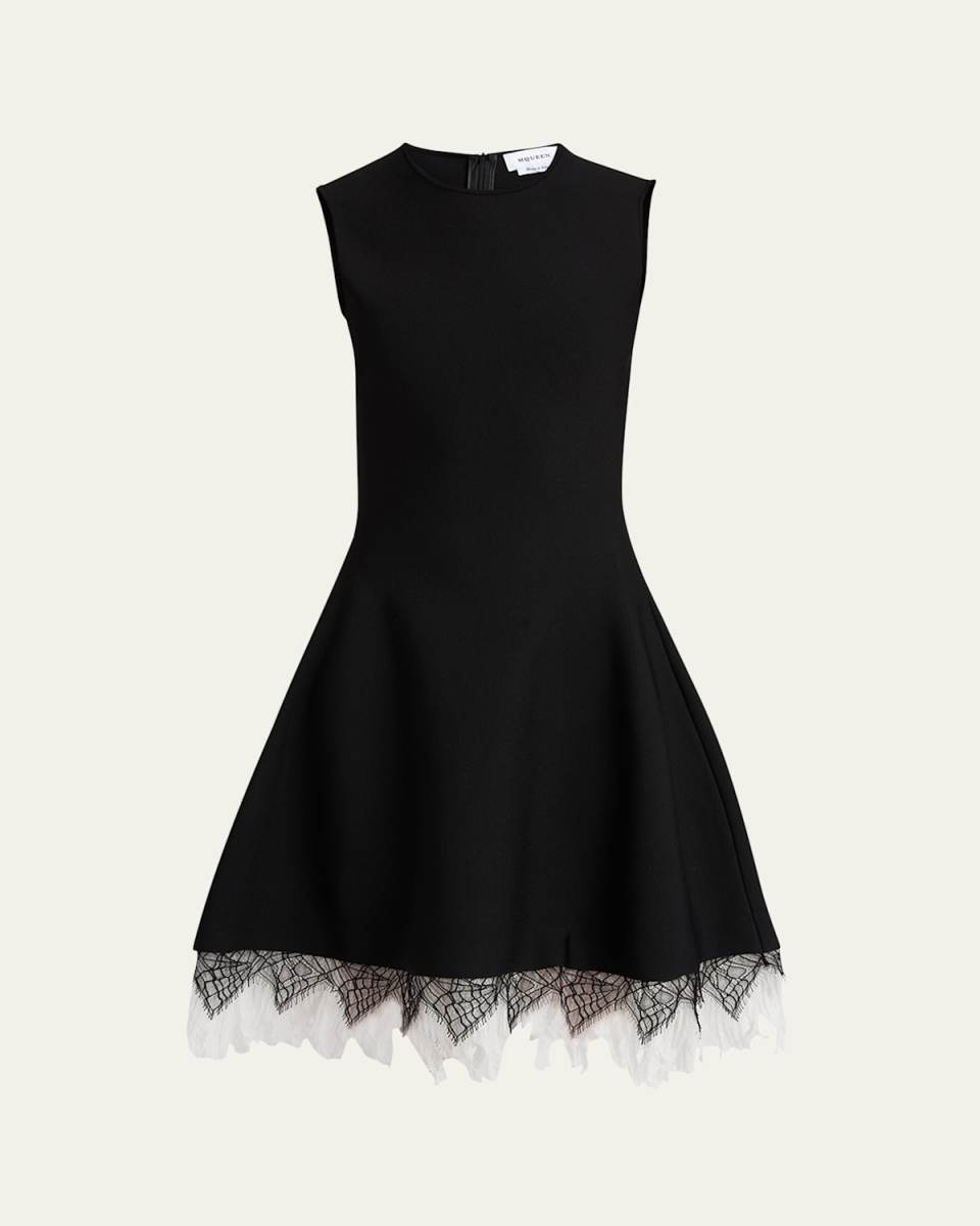 Lace-Hem Volume Sleeveless Dress